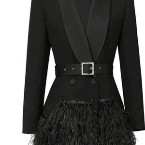 New Tuxedo Feathered Dress by Z Crave - Glory Connection - Size Medium